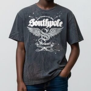 Vintage Y2K Southpole 1991 Winged Distressed Graphic T-Shirt Gray Size L(16-18)